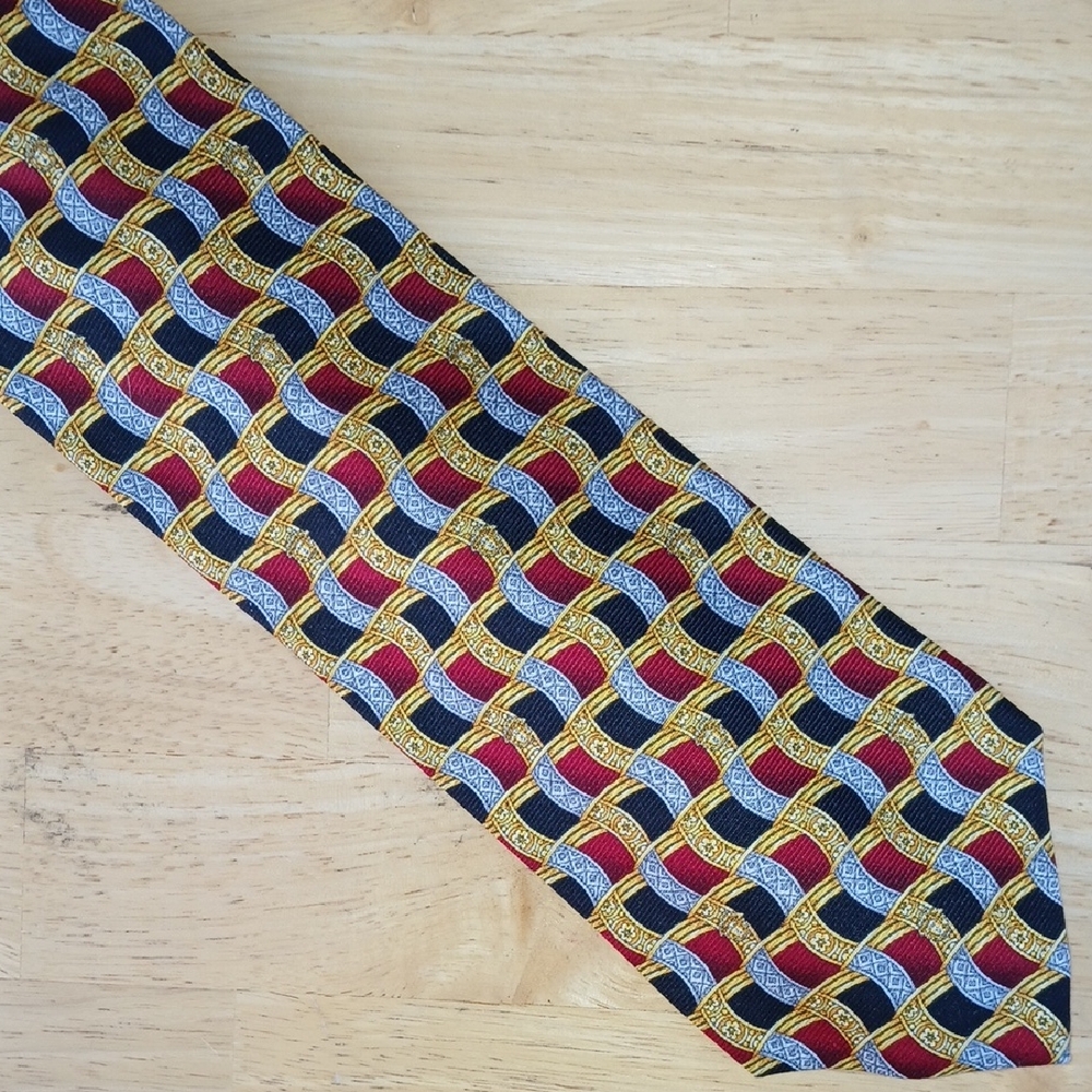 Versace Red, Gold, and Black Patterned *PRINT* Tie